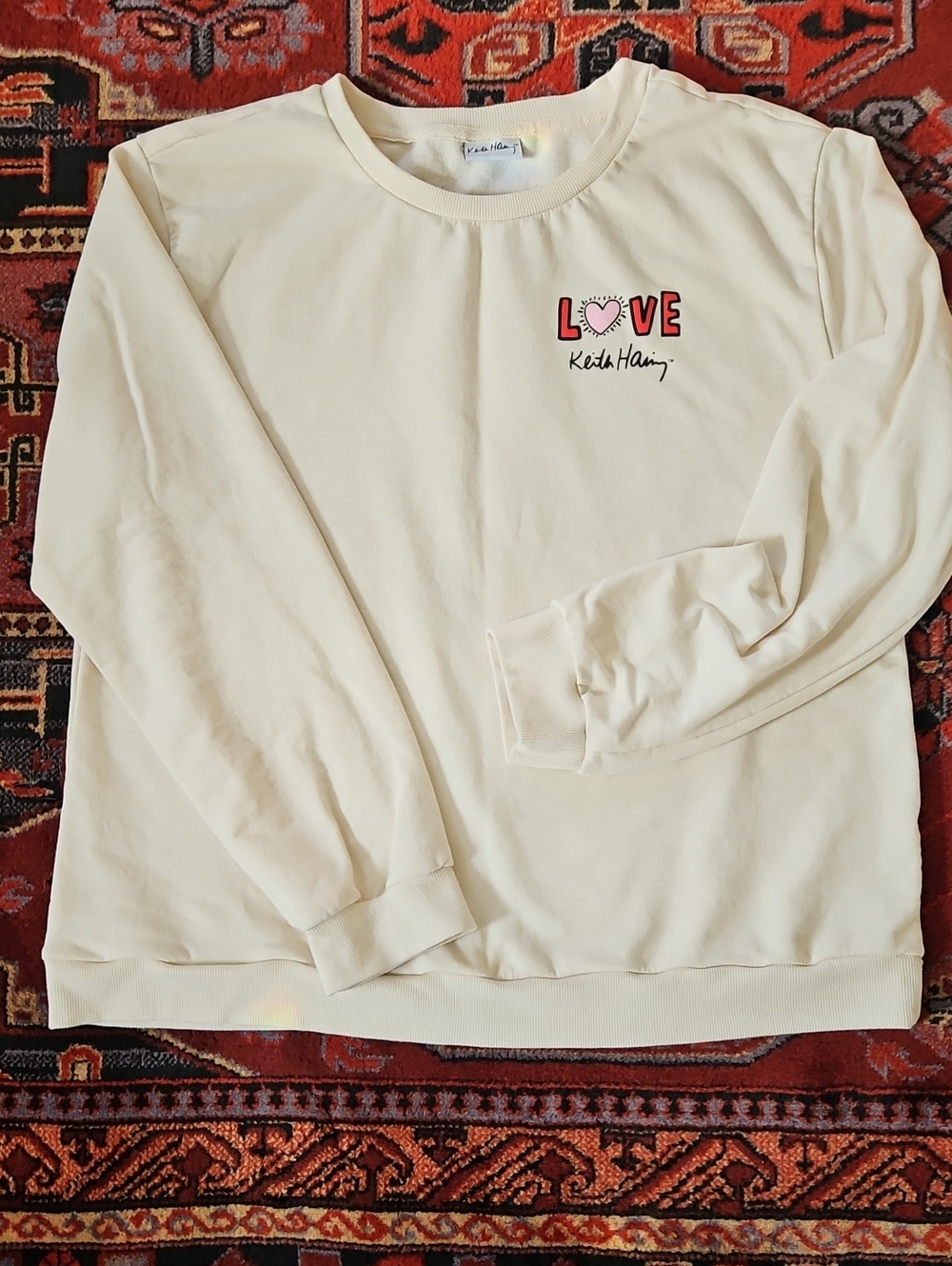 KEITH HARING LOVE Crewneck Sweatshirt in Cream
